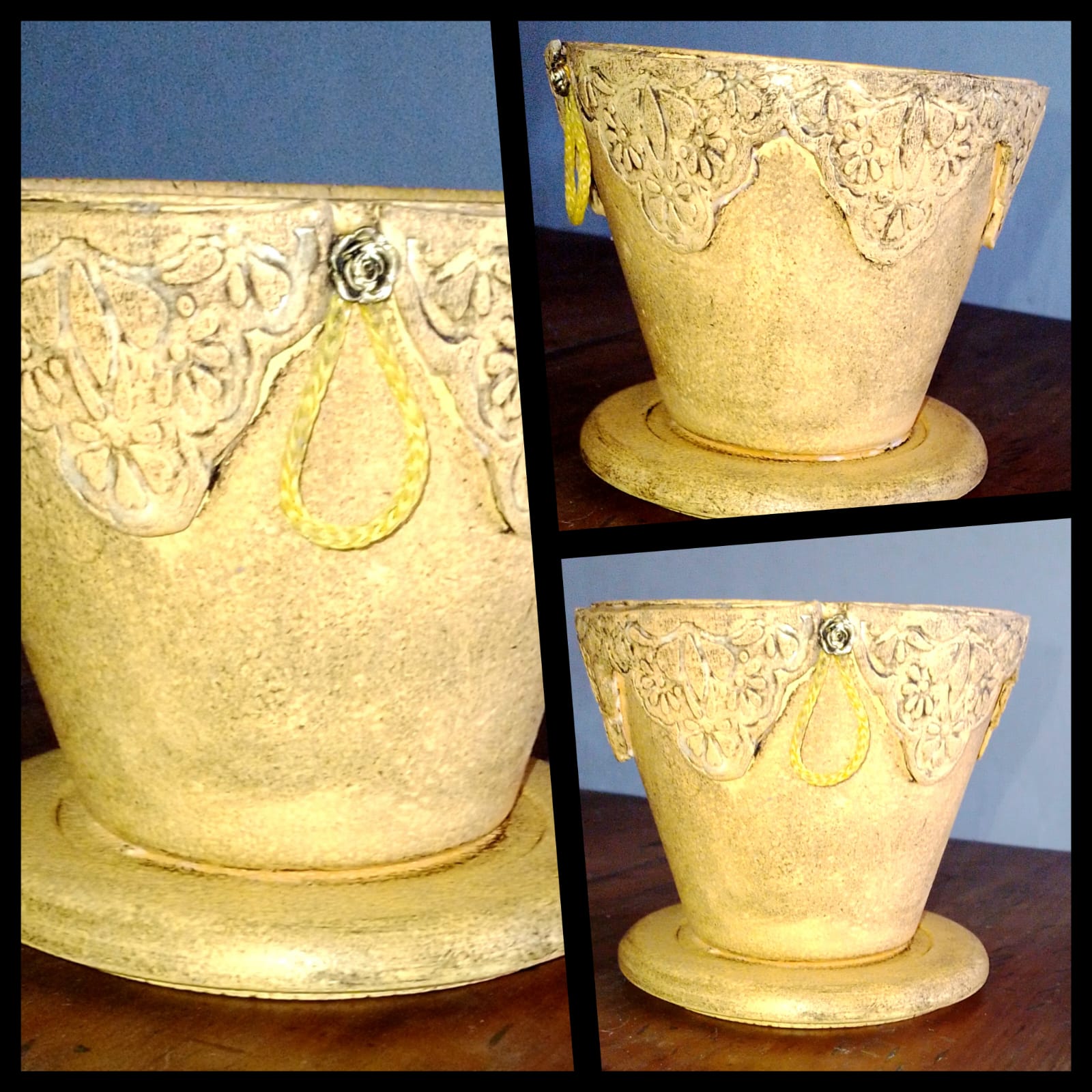 Porta maceta con telgopor reciclado y porcelana soft